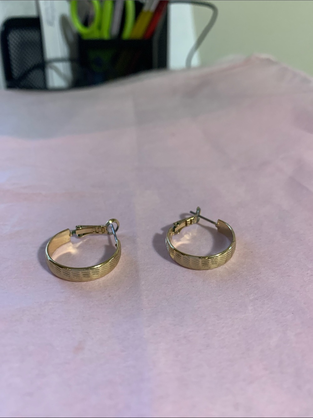 Textured Gold-Tone Hoop Earrings - Women's Jewelry